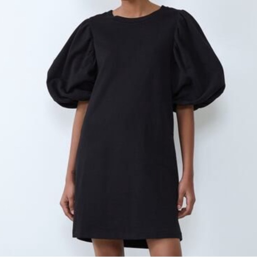 🔴SOLD Host pick!! Zara Puff Sleeve Oversized Mini Dress - Black - Size Small